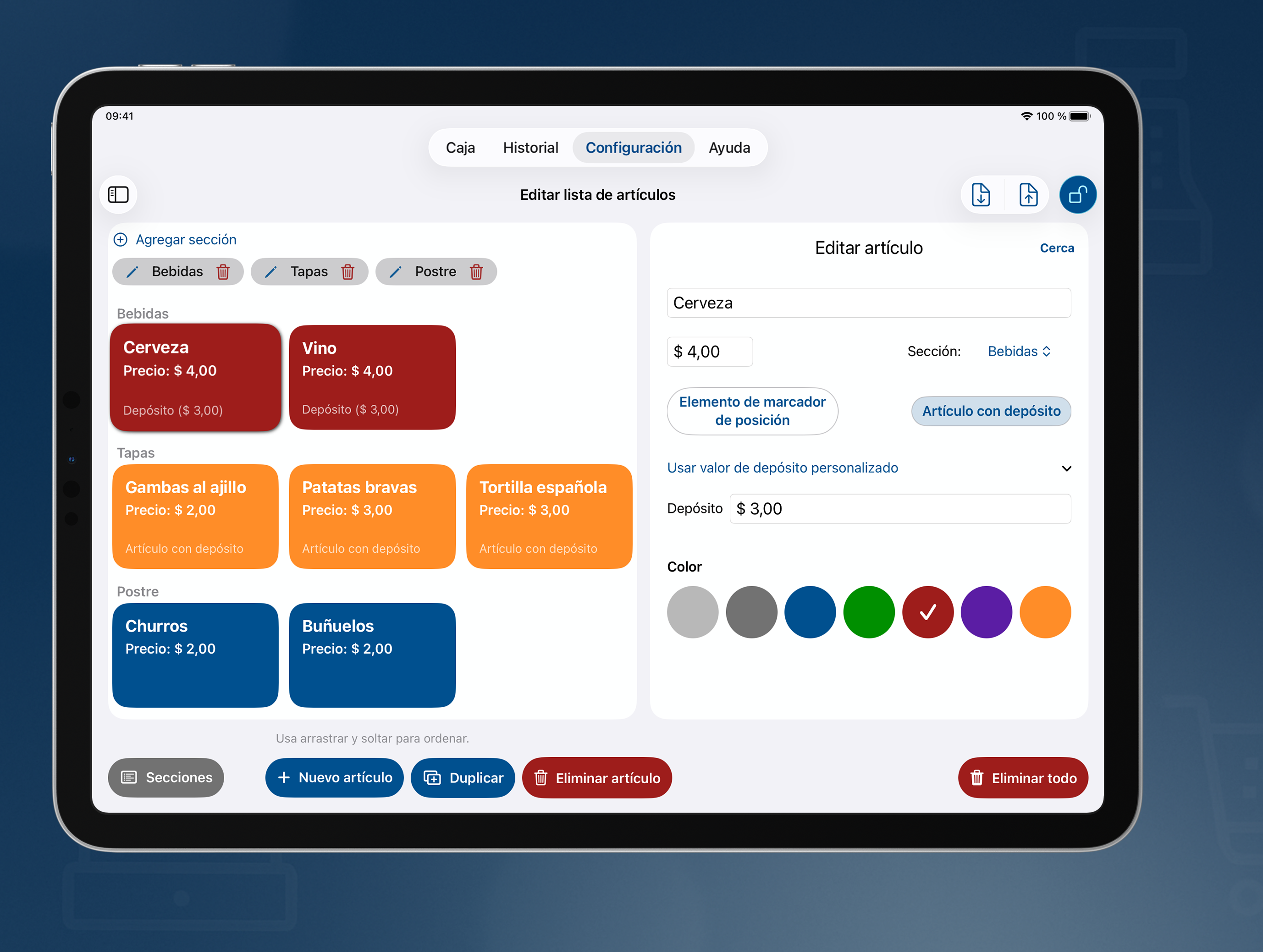 Editar lista de productos